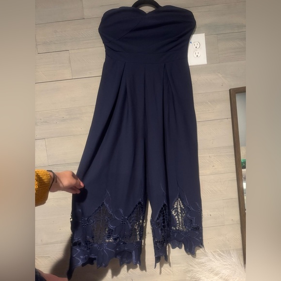 Bailey Blue Navy Strapless Jumpsuit with Floral Lace - Picture 9 of 10